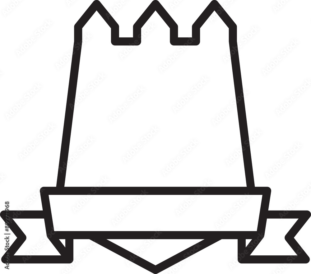 Shield with Ribbon Banner Line Art