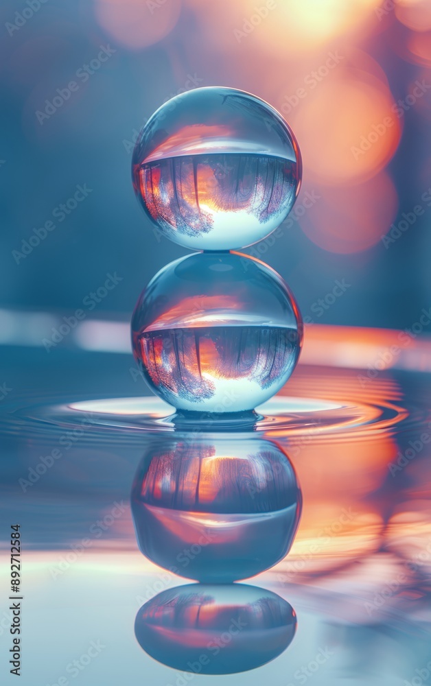 abstract backgrounds, spheres, close up, focus on, bold hues, Double exposure silhouette with spheres