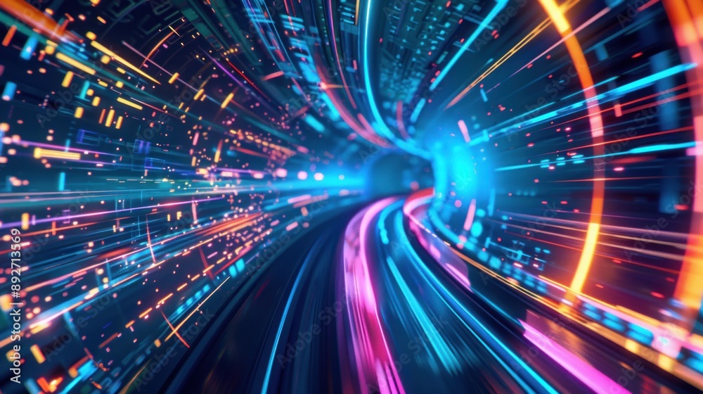 High speed abstract neon glow colors futuristic technology background High speed abstract neon glow colors futuristic technology background