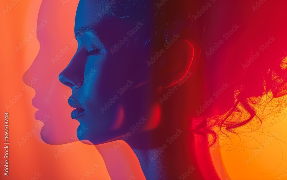 product 3d background, carton, close up, focus on, intense colors, Double exposure silhouette with carton product 3d background, carton, close up, focus on, intense colors, Double exposure silhouette with carton