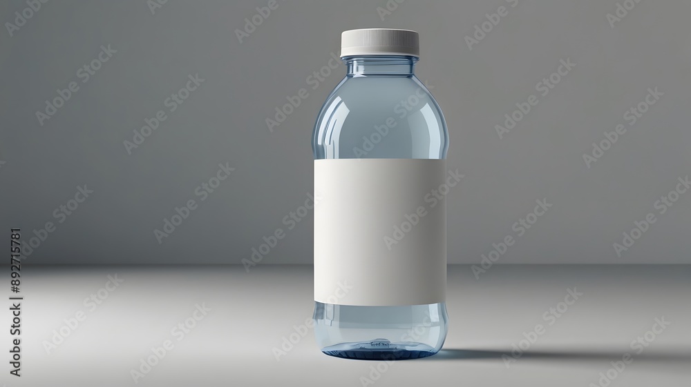 Blank clear blue bottle, mockup.