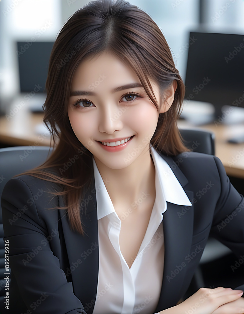 A smiling young beautiful woman in a business suit. Image of a new member of society. ビジネススーツを着た笑顔の若い美人な女性。新社会人のイメージ。 A smiling young beautiful woman in a business suit. Image of a new member of society. ビジネススーツを着た笑顔の若い美人な女性。新社会人のイメージ。