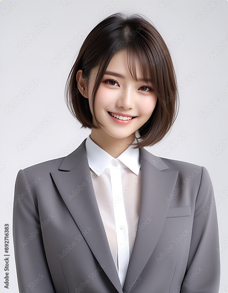 A smiling young beautiful woman in a business suit. Image of a new member of society. ビジネススーツを着た笑顔の若い美人な女性。新社会人のイメージ。 A smiling young beautiful woman in a business suit. Image of a new member of society. ビジネススーツを着た笑顔の若い美人な女性。新社会人のイメージ。
