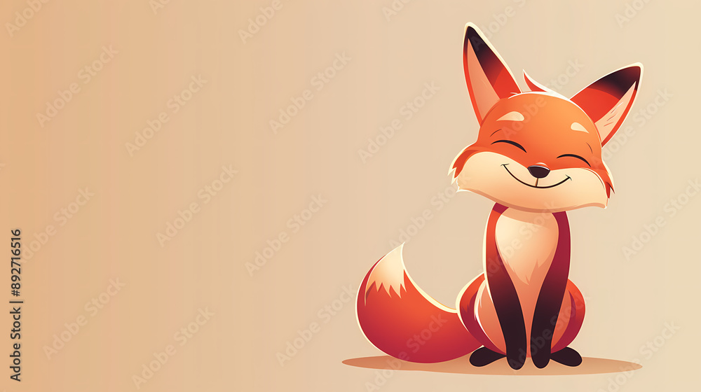 Adorable cartoon fox with a cheerful expression sitting against a gradient background. Adorable cartoon fox with a cheerful expression sitting against a gradient background.