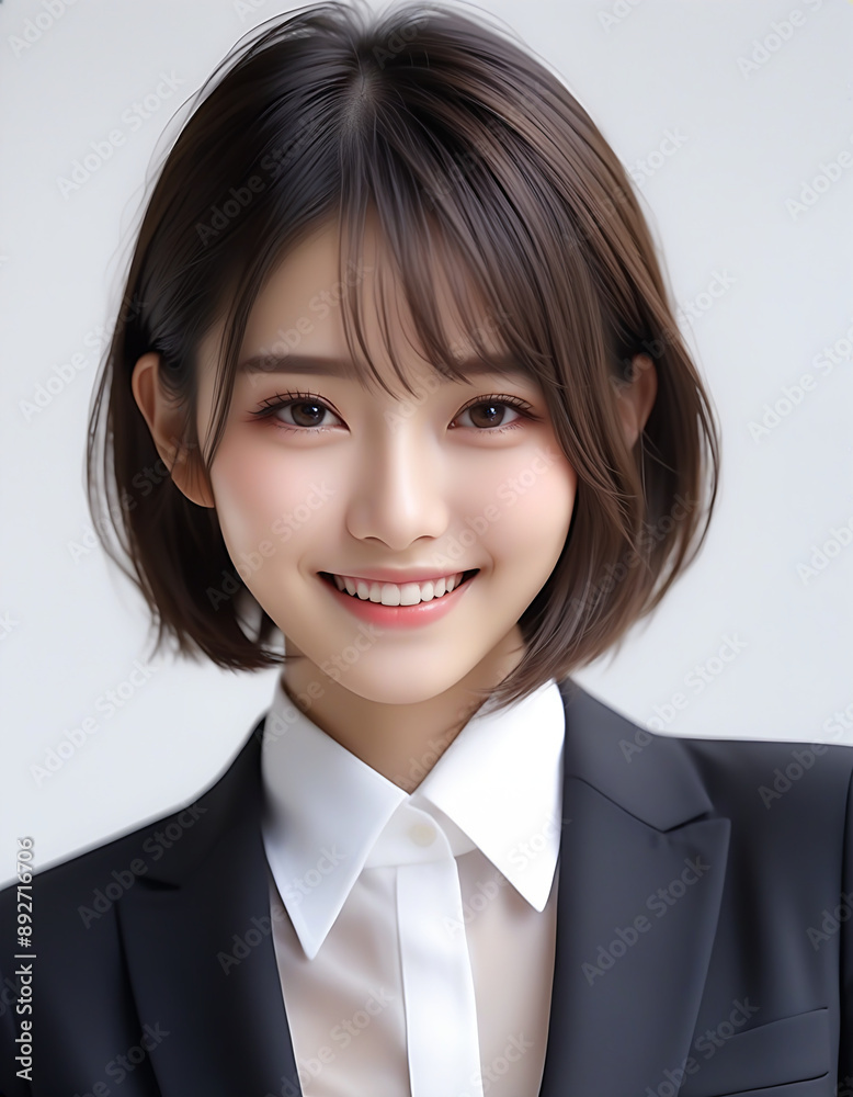 A smiling young beautiful woman in a business suit. Image of a new member of society. ビジネススーツを着た笑顔の若い美人な女性。新社会人のイメージ。 A smiling young beautiful woman in a business suit. Image of a new member of society. ビジネススーツを着た笑顔の若い美人な女性。新社会人のイメージ。