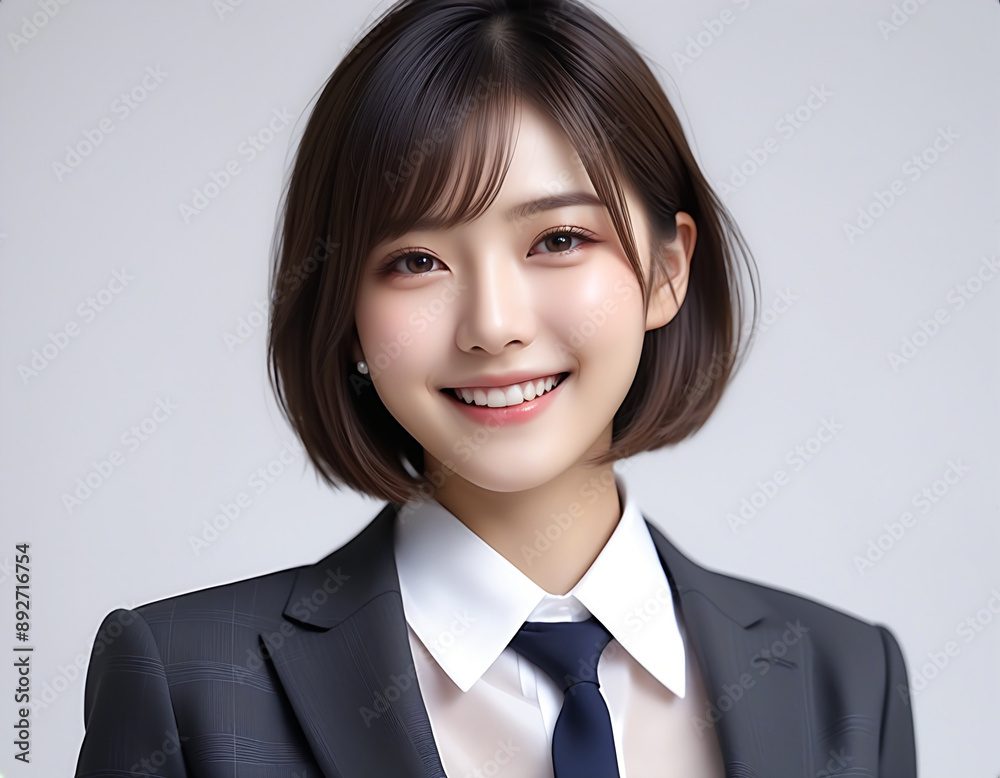 A smiling young beautiful woman in a business suit. Image of a new member of society. ビジネススーツを着た笑顔の若い美人な女性。新社会人のイメージ。 A smiling young beautiful woman in a business suit. Image of a new member of society. ビジネススーツを着た笑顔の若い美人な女性。新社会人のイメージ。