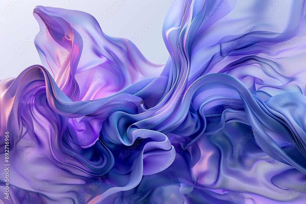 Fototapeta premium Abstract wavy design with flowing, vibrant purple and blue hues, creating a mesmerizing and dreamy visual art suitable for creative projects.
