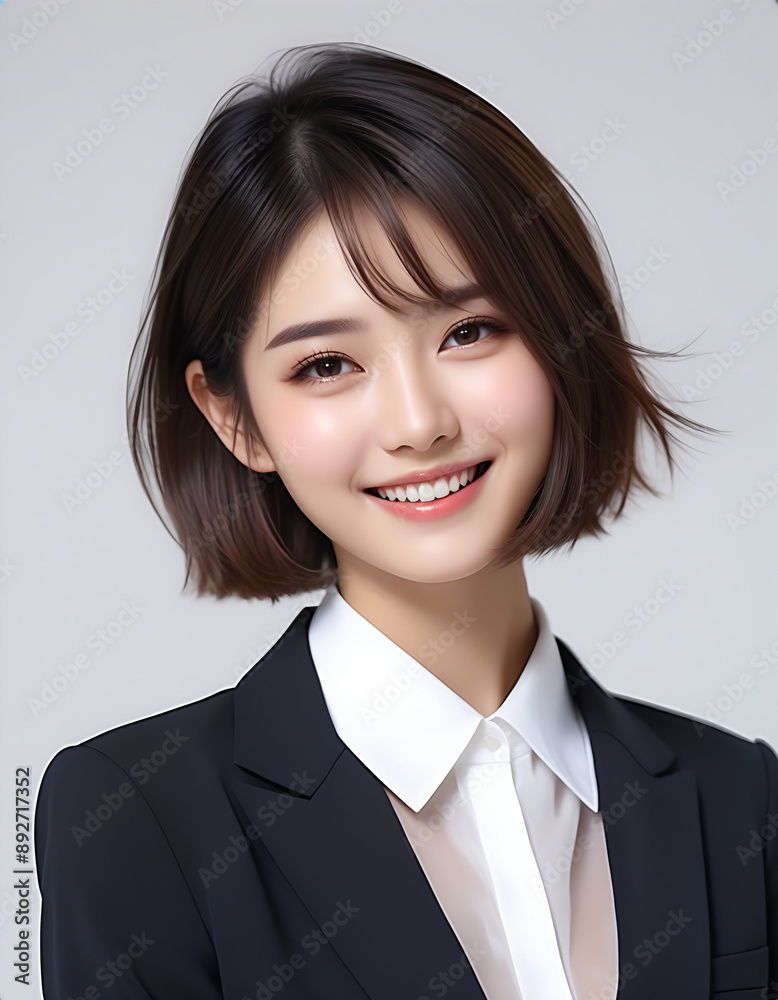 A smiling young beautiful woman in a business suit. Image of a new member of society. ビジネススーツを着た笑顔の若い美人な女性。新社会人のイメージ。 A smiling young beautiful woman in a business suit. Image of a new member of society. ビジネススーツを着た笑顔の若い美人な女性。新社会人のイメージ。