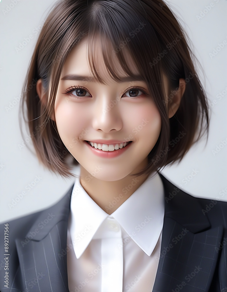 A smiling young beautiful woman in a business suit. Image of a new member of society. ビジネススーツを着た笑顔の若い美人な女性。新社会人のイメージ。 A smiling young beautiful woman in a business suit. Image of a new member of society. ビジネススーツを着た笑顔の若い美人な女性。新社会人のイメージ。