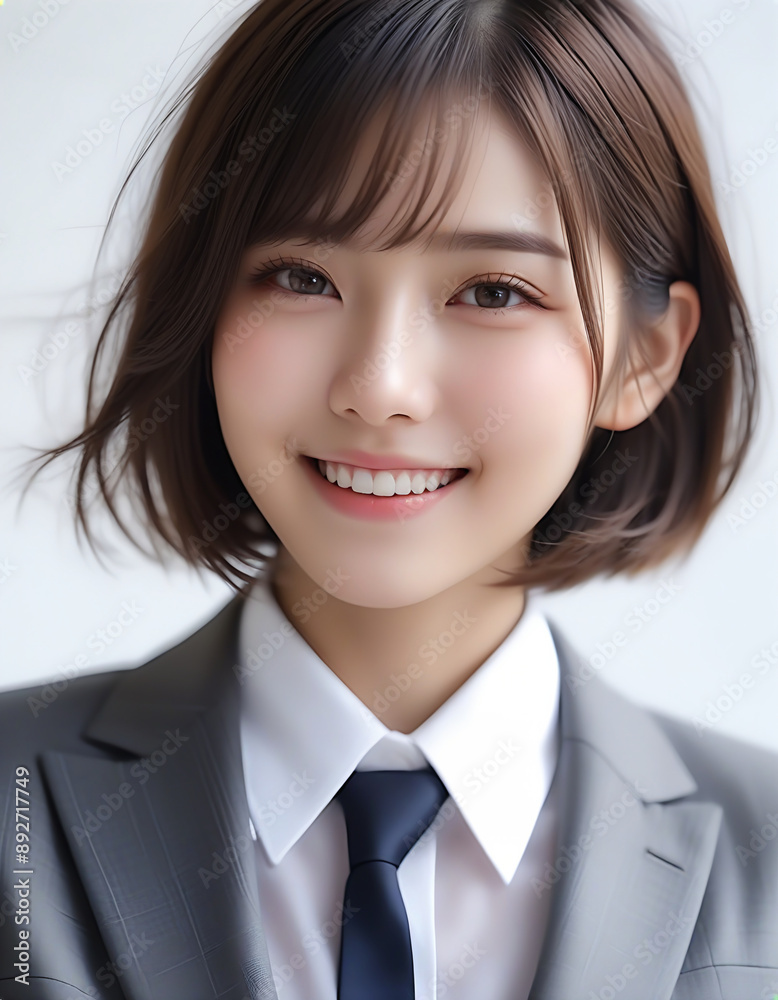A smiling young beautiful woman in a business suit. Image of a new member of society. ビジネススーツを着た笑顔の若い美人な女性。新社会人のイメージ。 A smiling young beautiful woman in a business suit. Image of a new member of society. ビジネススーツを着た笑顔の若い美人な女性。新社会人のイメージ。