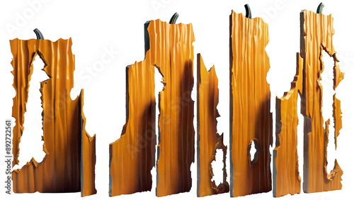 Pumpkin textured slabs with jagged edges.
