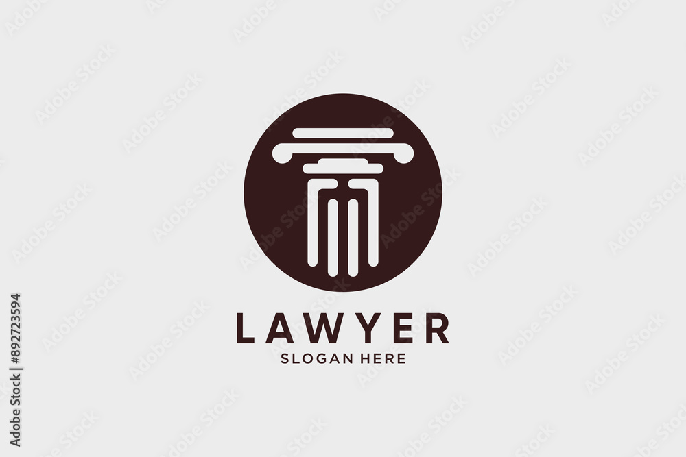 Lawyer logo design vector template with circle icon and creative idea