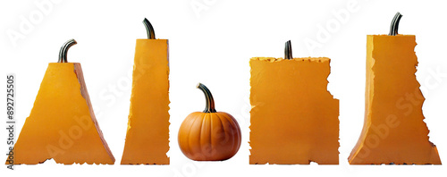 Several slabs of different shapes with a pumpkin texture.