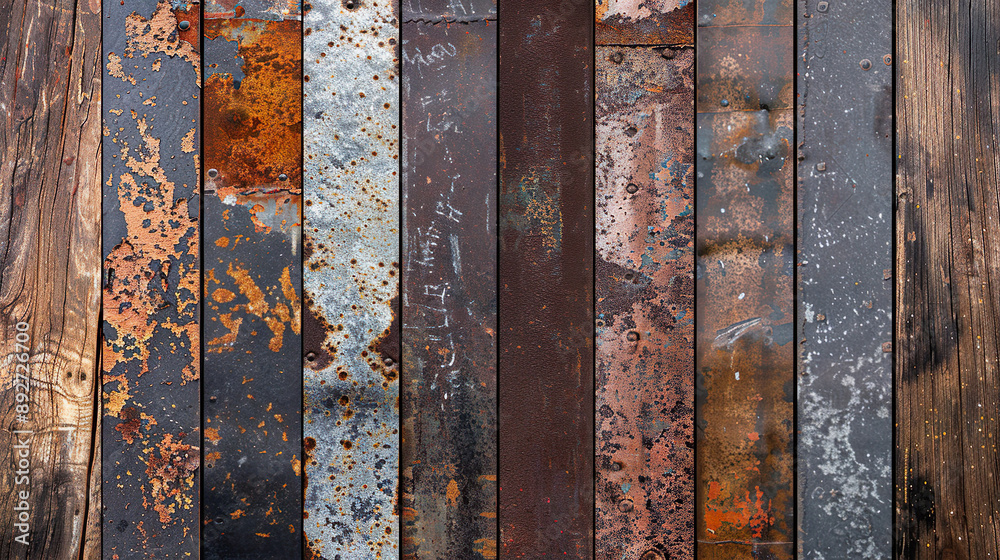Corroded Steel Boards with Grunge Texture Background Corroded Steel Boards with Grunge Texture Background