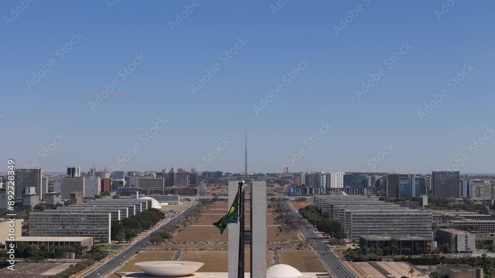 Bandeira do Brasil Flamulando no Centro de Brasília