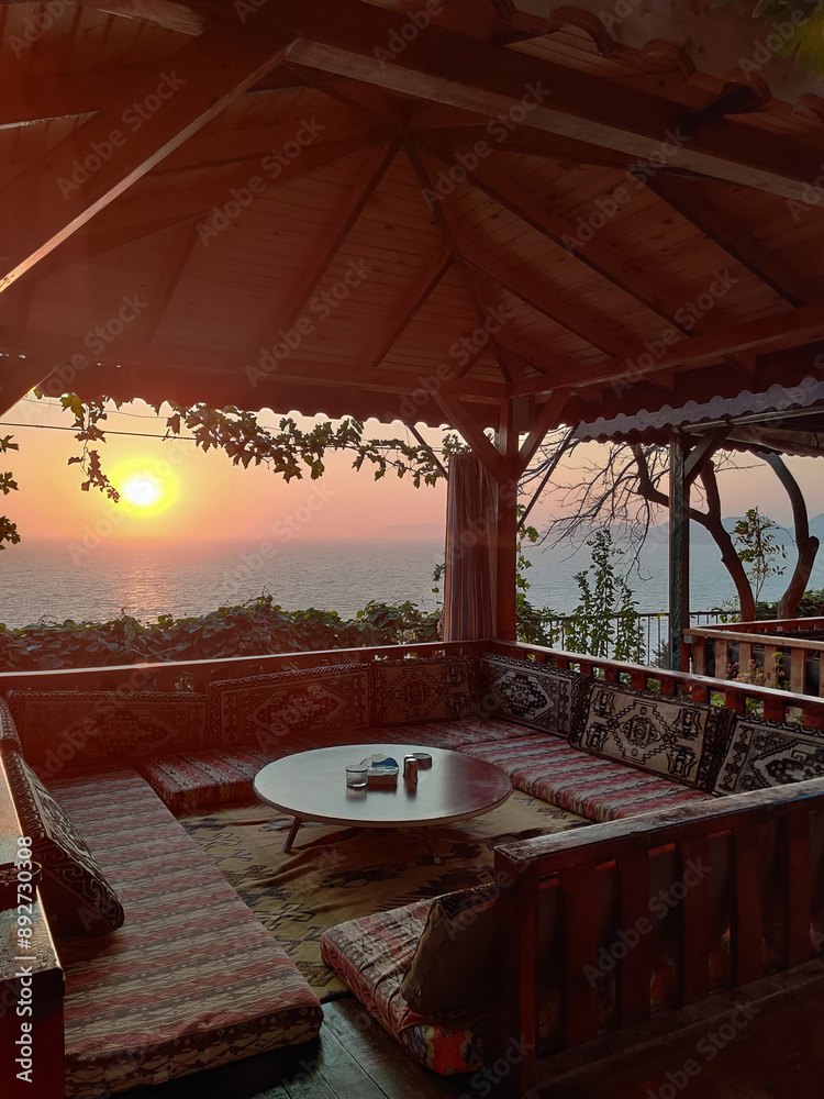 Fototapeta premium beautiful interior of a restaurant on the seashore