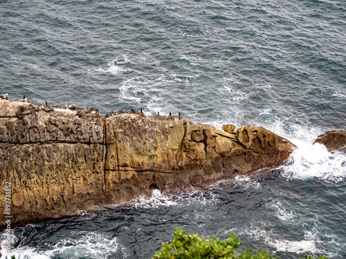 paisaje del mar con olas removidas y rocas