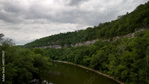 Drove flying over Kentucky river in a canyon near the city of Harrodsburg photo