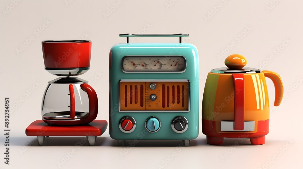Fototapeta premium Retro Kitchen Appliances on Counter