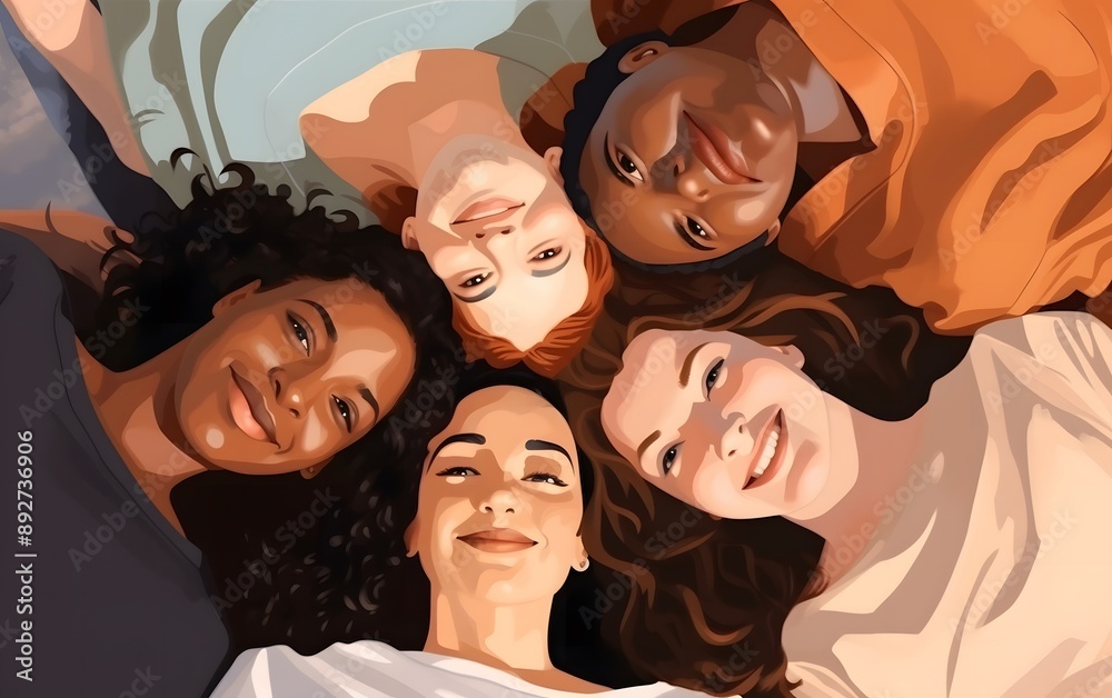 Diverse Group of Friends Lying in a Circle Diverse Group of Friends Lying in a Circle