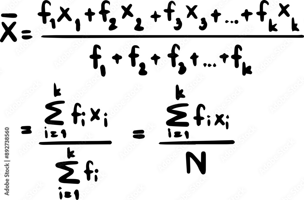 Naklejka premium Statistics Mathematics Formulas Handwritten