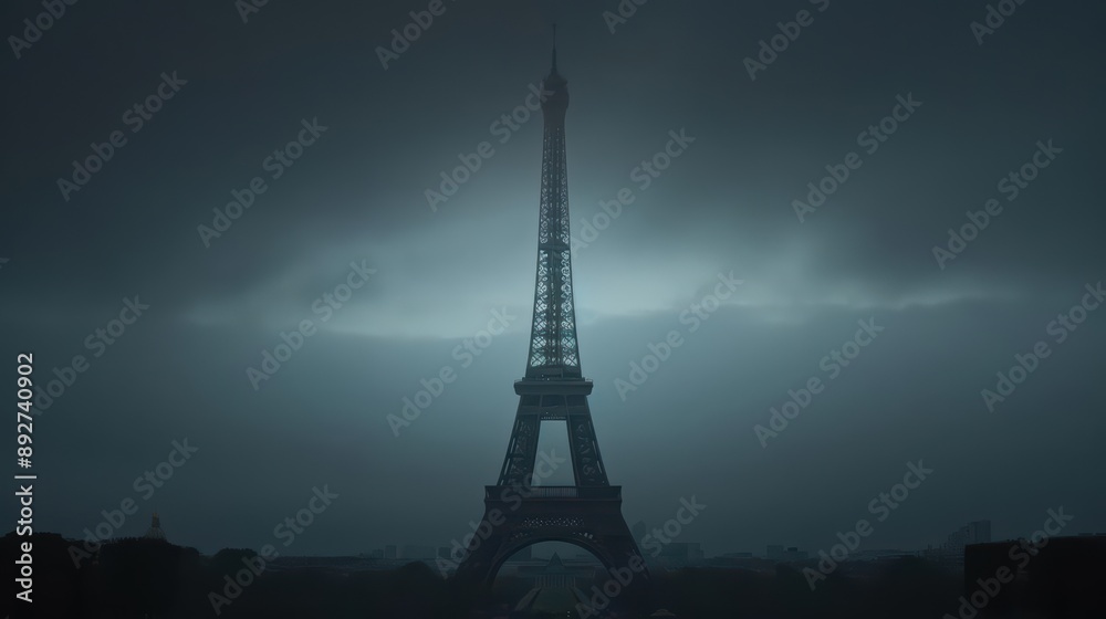 Naklejka premium A Paris Agreement ad in an ultramodern, supernatural scene, with copy space for personalized content