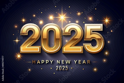 gold figures 2025 on a plain background with fireworks