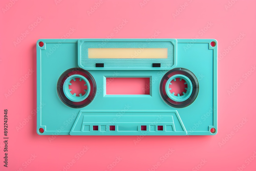 Fototapeta premium Retro cassette tape on a pink background