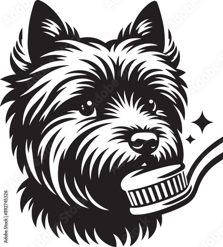 Cairn terrier icon isolated on a white background.  Cairn terrier logo illustration.