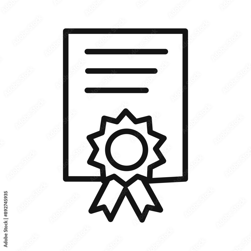 Course completion certificate icon linear graphics set vector Course completion certificate icon linear graphics set vector