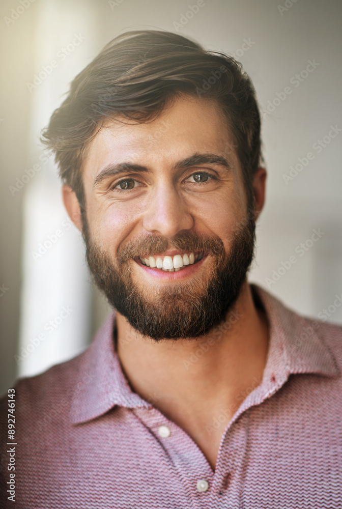 Business, man and portrait with smile in office for creative career, ambition and designer experience of startup. Happy, male person and confidence for company growth, opportunity and development Business, man and portrait with smile in office for creative career, ambition and designer experience of startup. Happy, male person and confidence for company growth, opportunity and development