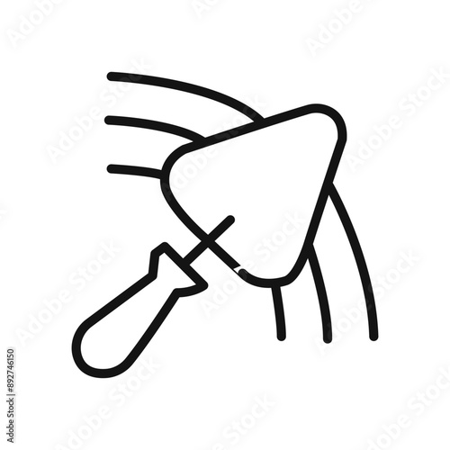 Plastering process icon linear graphics set vector