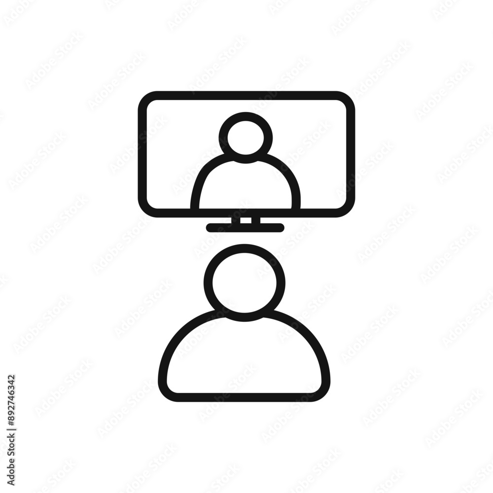 Video conference icon linear graphics set vector Video conference icon linear graphics set vector