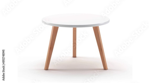 Small 3-legged round white table isolated with clipping path.