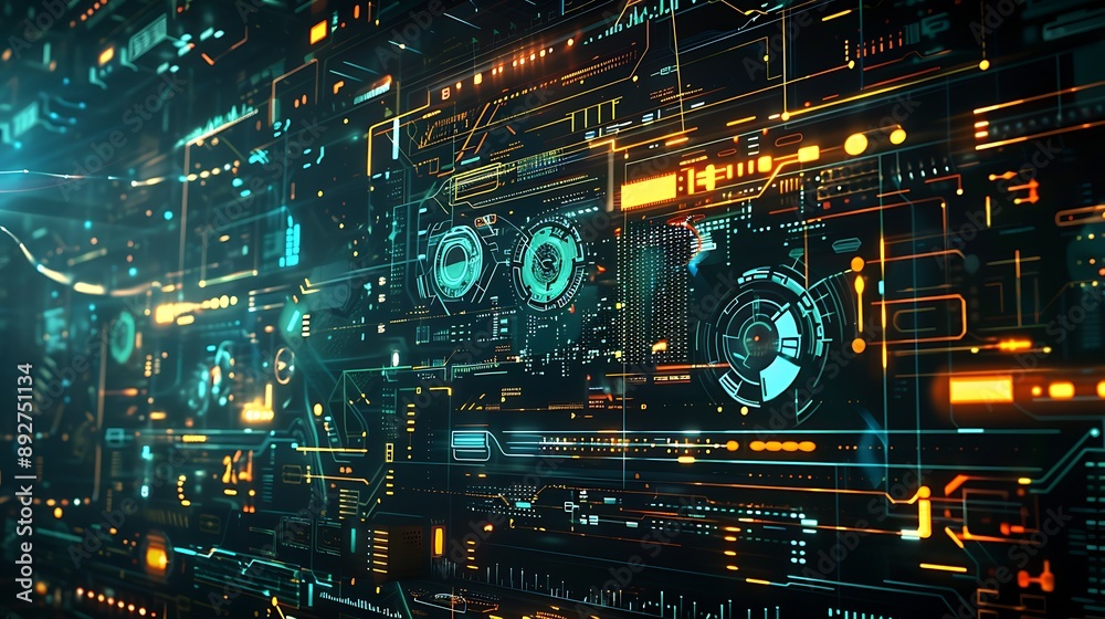 Obraz premium Futuristic Abstract Technology Background with Digital Art Elements Highlighting the Beauty and Complexity of Technology