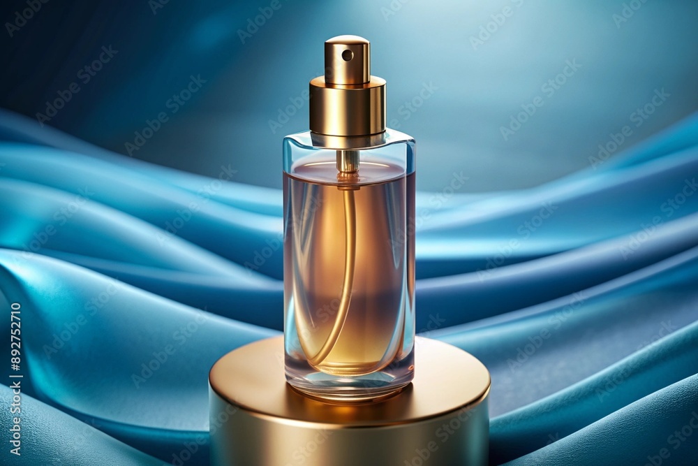 Naklejka premium Elegant Perfume Bottle on Blue Background