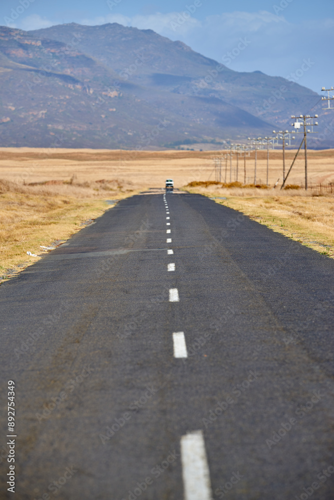 Road, mountain and asphalt in nature for travel, direction or trip to Australia with grass on land. Street, countryside and highway outdoor for journey, vacation or immigration with car for transport Road, mountain and asphalt in nature for travel, direction or trip to Australia with grass on land. Street, countryside and highway outdoor for journey, vacation or immigration with car for transport