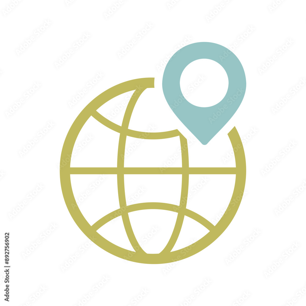 Earth planet and location marker on it icon Earth planet and location marker on it icon