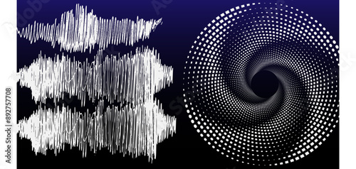 Spiral with pentagonal stars. White color on white background