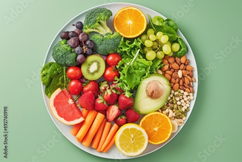A divided plate featuring a variety of fresh fruits