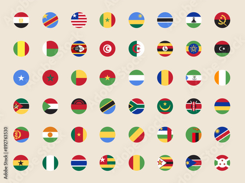 Africa Flag Set. Flat Style African Symbols