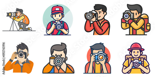 Photographer png symbol isolated set in 3d transparent using for presentation. photo