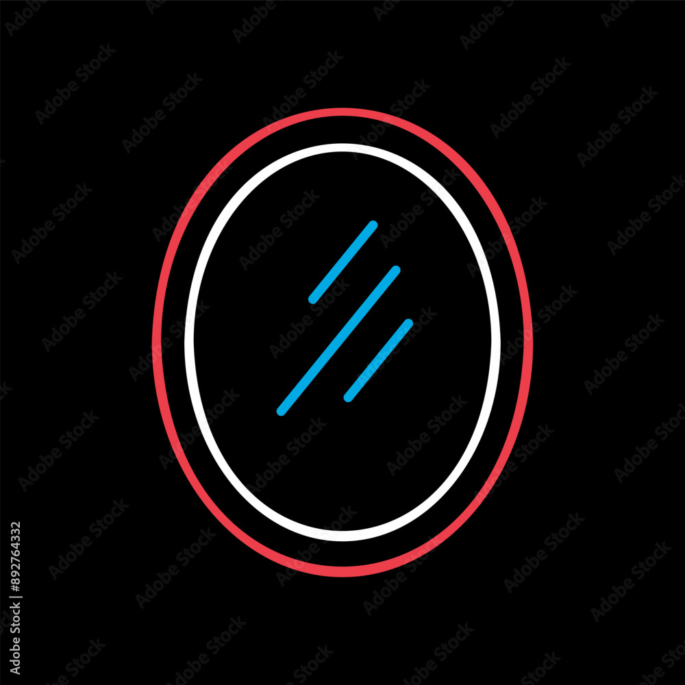 Oval mirror vector icon. Furniture sign