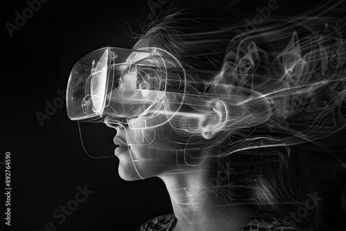 x-ray image of a woman wearing VR headset