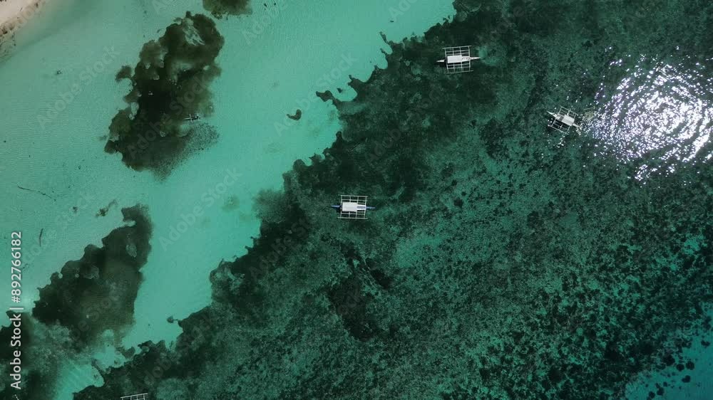 Aerial video over the coastline, boats in the Philippines on the island of Bohol. Aerial video over the coastline, boats in the Philippines on the island of Bohol.