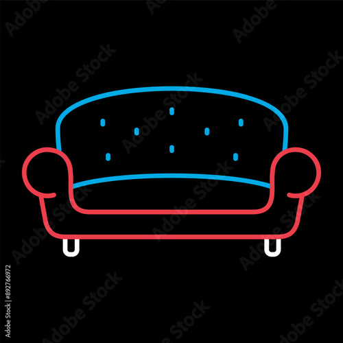 Soft sofa vector icon. Furniture sign
