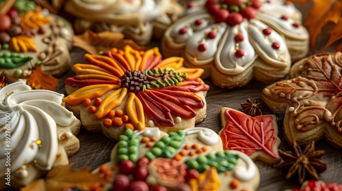 Beautifully Decorated Thanksgiving Themed Cookies with Autumn Flair