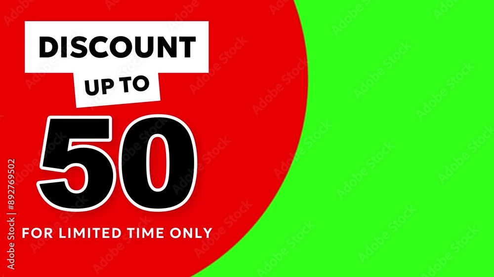 50 percent discount animation text on green chromakey background 50 percent discount animation text on green chromakey background