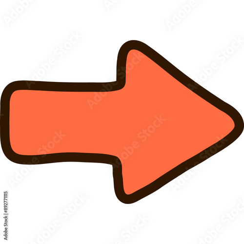 Cute comic arrow pointing to the right. Bold and chunky arrow with scribble outline. Doodle hand drawn business arrow mark icon for web, banner, design isolated on white background
