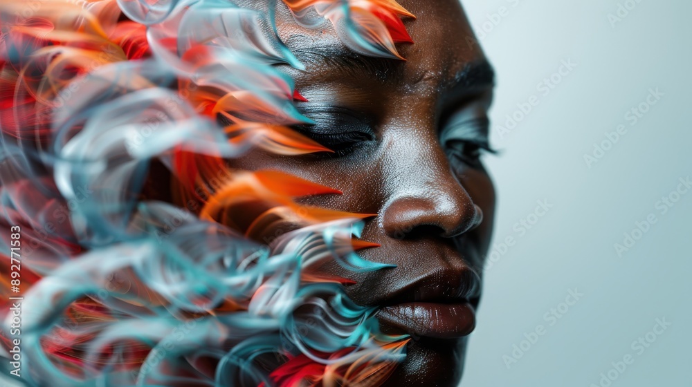 Obraz premium An abstract artistic image featuring swirling colored patterns and flowing lines, capturing a sense of motion and creativity. Ideal for modern art enthusiasts and digital backgrounds.
